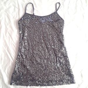 Weavers Women's Tank Top Size Med Sequin Camis Blouse Spaghetti Strap